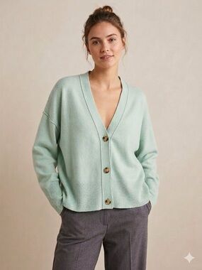 932. FREE PEOPLE Eclair Cashmere Cardi in Mint Sz M NWT $198
